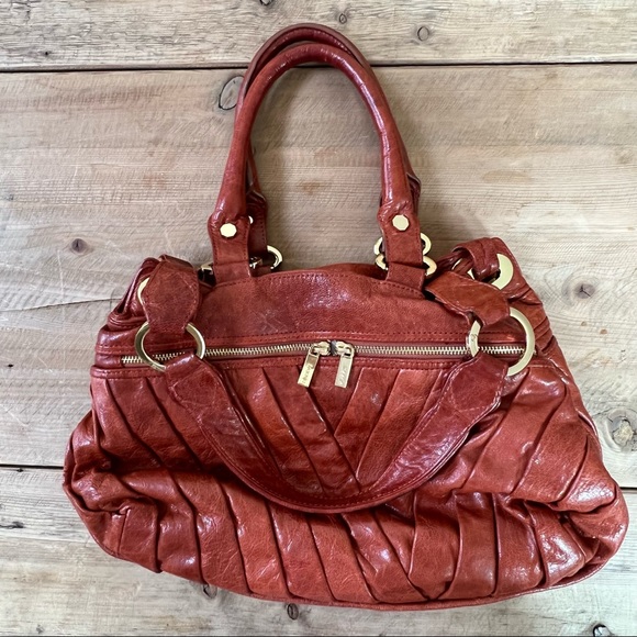 Treesje Dual Strap Tobacco Brown Leather Satchel Handbag - Picture 2 of 16